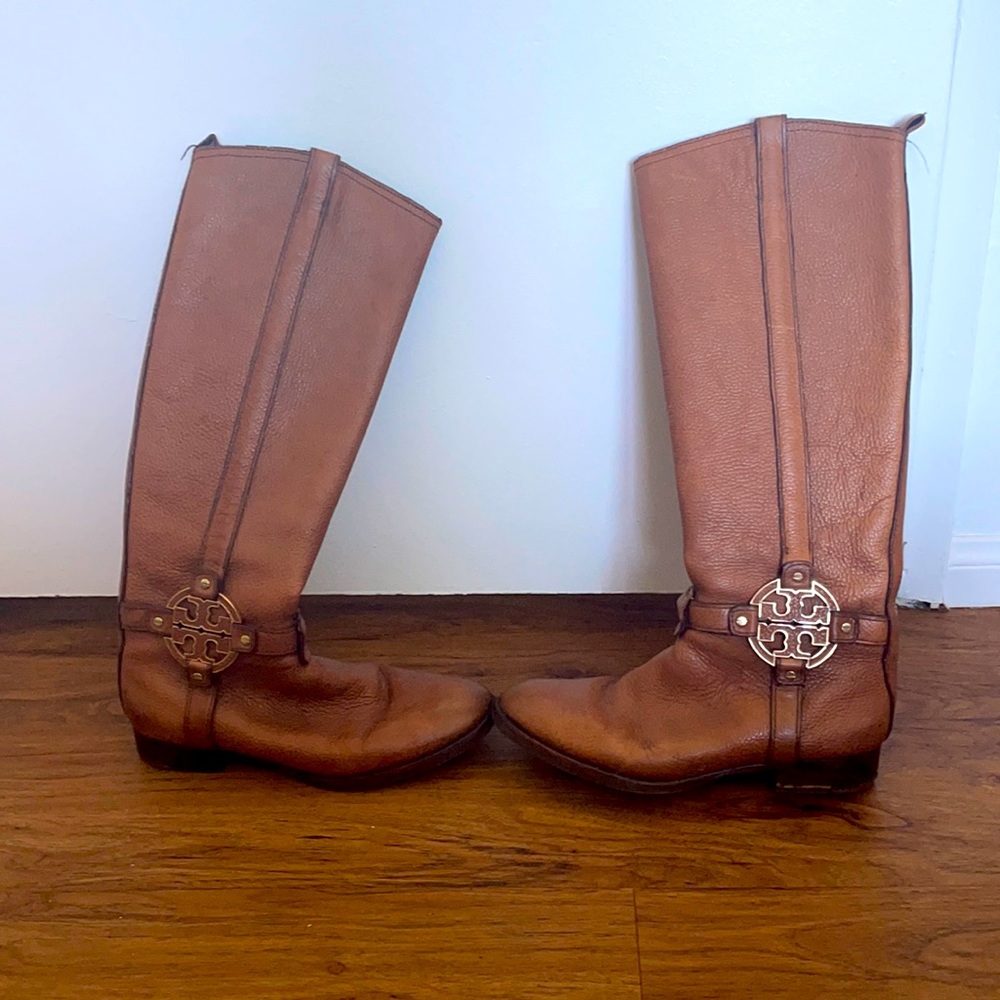 Tory Burch brown leather riding boots